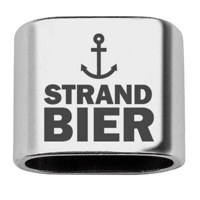 Adapter met gravure "Strandbier", 20 x 24 mm, verzilverd, geschikt voor 10 mm zeiltouw 