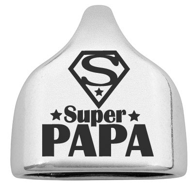 End cap with engraving "Superpapa", 22.5 x 23 mm, silver-plated, suitable for 10 mm sail rope 