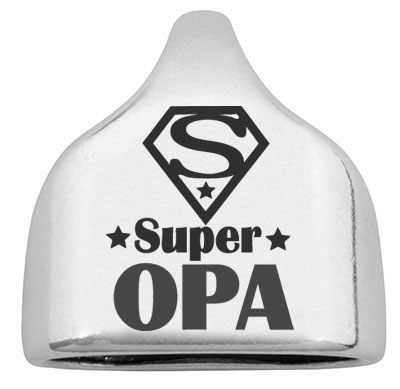 End cap with engraving "Superopa", 22.5 x 23 mm, silver-plated, suitable for 10 mm sail rope 