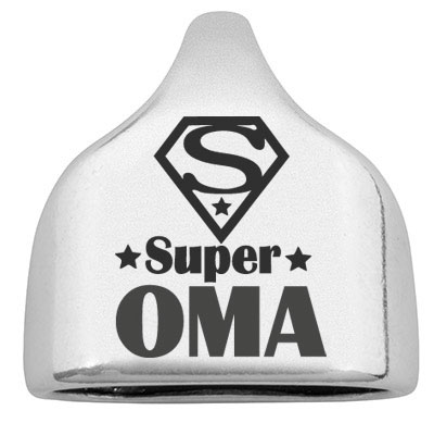 End cap with engraving "Superoma", 22.5 x 23 mm, silver-plated, suitable for 10 mm sail rope 