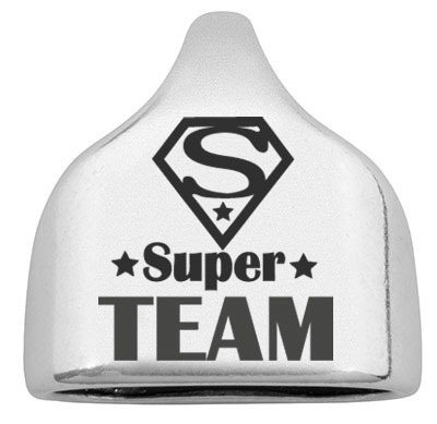 End cap with engraving "Superteam", 22.5 x 23 mm, silver-plated, suitable for 10 mm sail rope 