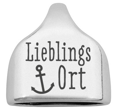 End cap with engraving "Lieblingsort", 22.5 x 23 mm, silver-plated, suitable for 10 mm sail rope 