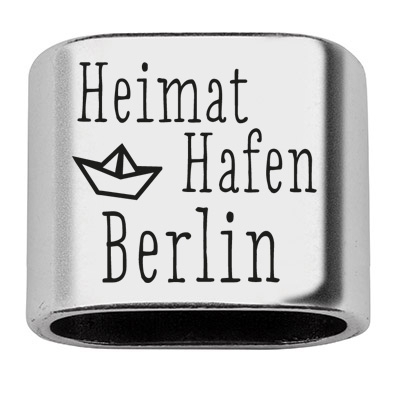 Intermediate piece with engraving "Heimathafen Berlin", 20 x 24 mm, silver-plated, suitable for 10 mm sail rope 