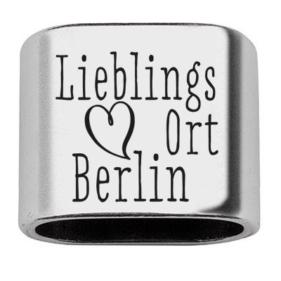 Tussenstukje met gravure "Lieblingsort Berlin", 20 x 24 mm, verzilverd, geschikt voor 10 mm zeiltouw 