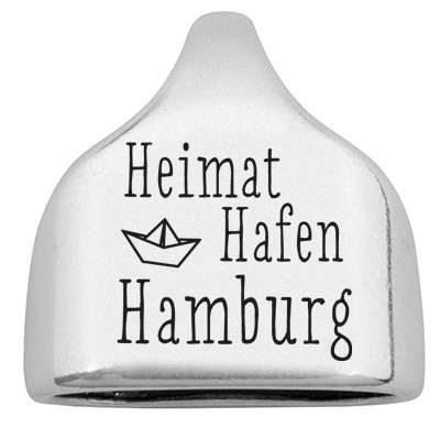 Eindkapje met gravure "Heimathafen Hamburg", 22,5 x 23 mm, verzilverd, geschikt voor 10 mm zeiltouw 