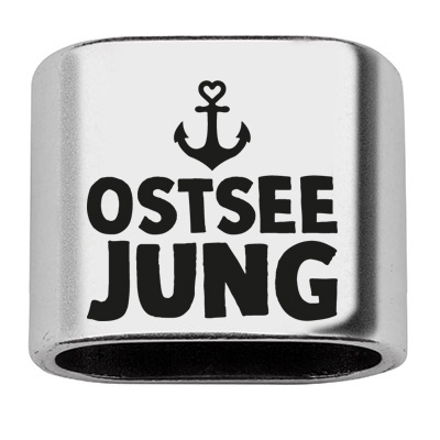 Pièce intermédiaire avec gravure "Ostseejung", 20 x 24 mm, argentée, convient pour corde à voile de 10 mm 
