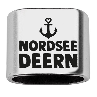 Pièce intermédiaire avec gravure "Nordseedeern", 20 x 24 mm, argentée, convient pour corde à voile de 10 mm 