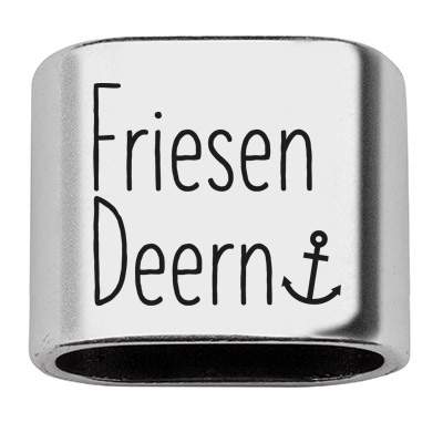 Afstandhouder met gravure "Friesendeern", 20 x 24 mm, verzilverd, geschikt voor 10 mm zeiltouw 