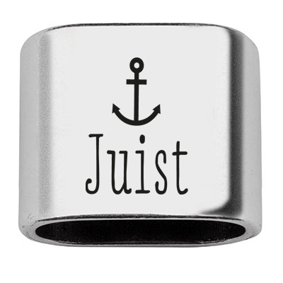 Spacer with engraving "Juist", 20 x 24 mm, silver-plated, suitable for 10 mm sail rope 
