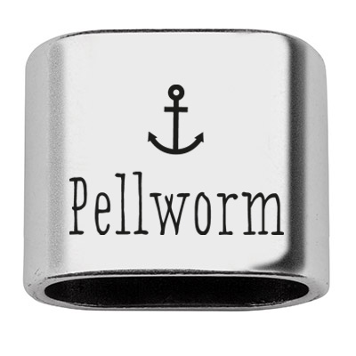 Afstandhouder met gravure "Pellworm", 20 x 24 mm, verzilverd, geschikt voor 10 mm zeiltouw 
