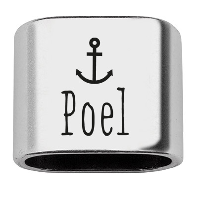 Spacer with engraving "Poel", 20 x 24 mm, silver-plated, suitable for 10 mm sail rope 
