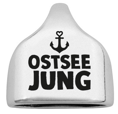 Eindkap met gravure "Ostseejung", 22,5 x 23 mm, verzilverd, geschikt voor 10 mm zeiltouw 