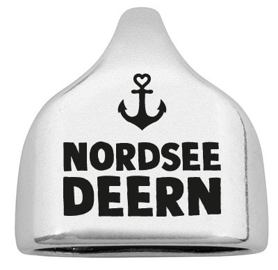 Eindkap met gravure "Nordseedeern", 22,5 x 23 mm, verzilverd, geschikt voor 10 mm zeiltouw 