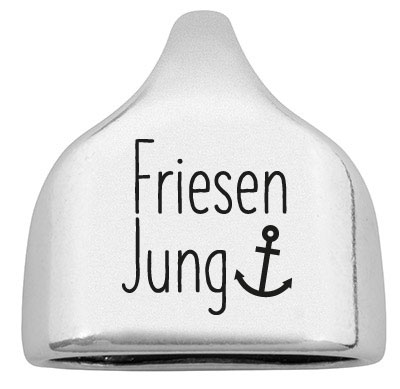 End cap with engraving "Friesenjung", 22.5 x 23 mm, silver-plated, suitable for 10 mm sail rope 