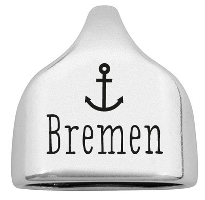 Eindkapje met gravure "Bremen", 22,5 x 23 mm, verzilverd, geschikt voor 10 mm zeiltouw 