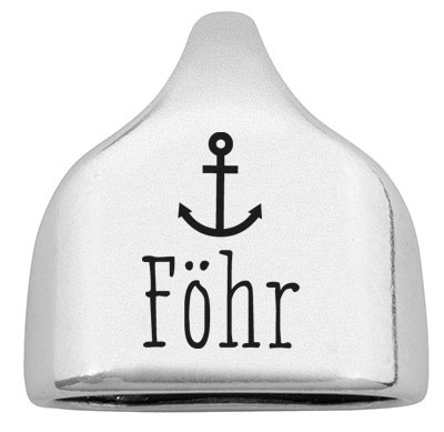 Endkappe mit Gravur "Föhr", 22,5 x 23 mm, versilbert, geeignet für 10 mm Segelseil 