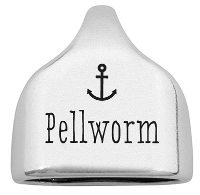 Eindkap met gravure "Pellworm", 22,5 x 23 mm, verzilverd, geschikt voor 10 mm zeiltouw 