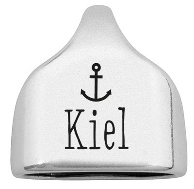 Eindkap met gravure "Kiel", 22,5 x 23 mm, verzilverd, geschikt voor 10 mm zeiltouw 