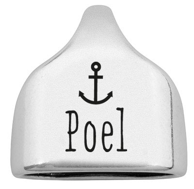 End cap with engraving "Poel", 22.5 x 23 mm, silver-plated, suitable for 10 mm sail rope 