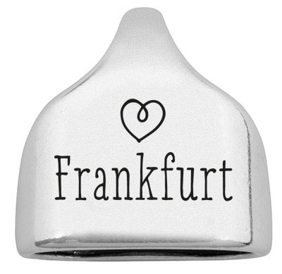 Eindkap met gravure "Frankfurt", 22,5 x 23 mm, verzilverd, geschikt voor 10 mm zeiltouw 