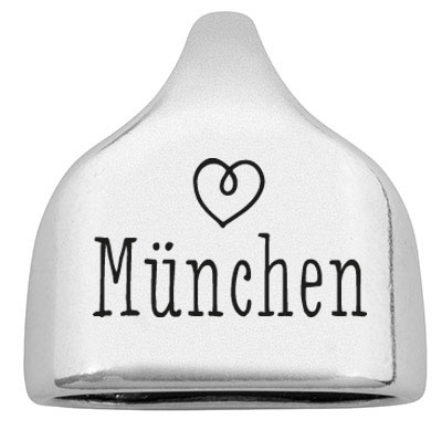 Eindkapje met gravure "München", 22,5 x 23 mm, verzilverd, geschikt voor 10 mm zeiltouw 