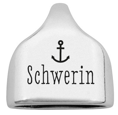 Eindkapje met gravure "Schwerin", 22,5 x 23 mm, verzilverd, geschikt voor 10 mm zeiltouw 
