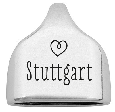 Eindkap met gravure "Stuttgart", 22,5 x 23 mm, verzilverd, geschikt voor 10 mm zeiltouw 