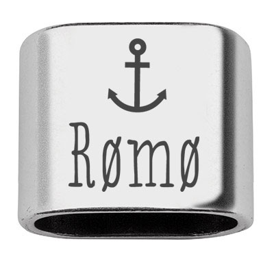 Spacer with engraving "Römö", 20 x 24 mm, silver-plated, suitable for 10 mm sail rope 