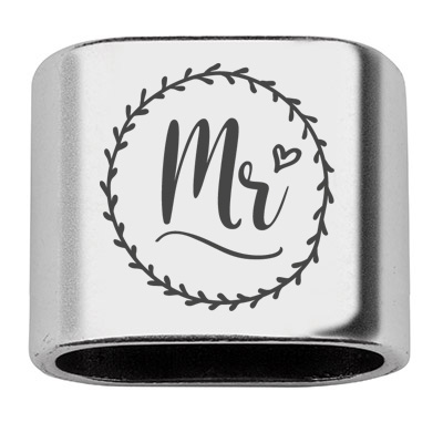 Spacer with engraving "Mr", 20 x 24 mm, silver-plated, suitable for 10 mm sail rope 