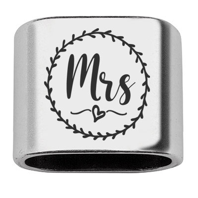 Spacer with engraving "Mrs", 20 x 24 mm, silver-plated, suitable for 10 mm sail rope 