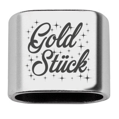 Spacer with engraving "Goldstück", 20 x 24 mm, silver-plated, suitable for 10 mm sail rope 