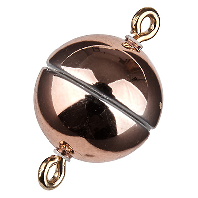 Magic Power magnetic clasp ball 12 mm, with eyelets, shiny copper colour 