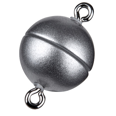 Magic Power magnetic clasp ball 12 mm, with eyelets, silver-coloured matt 