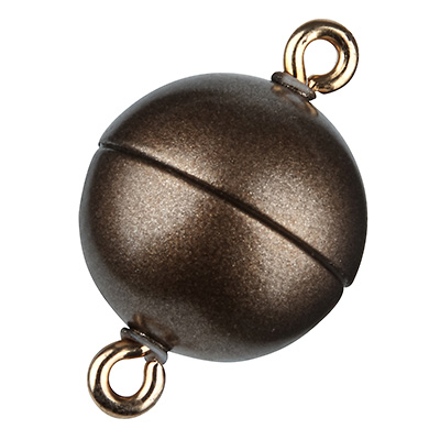 Magic Power magnetic clasp ball 12 mm, with eyelets, matt brass 