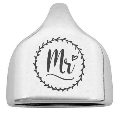 End cap with engraving "Mr", 22.5 x 23 mm, silver-plated, suitable for 10 mm sail rope 