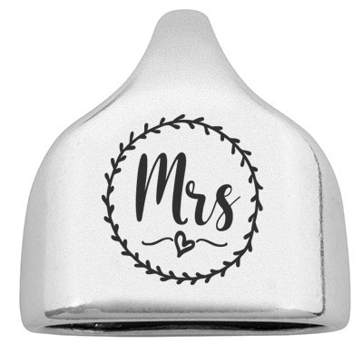 End cap with engraving "Mrs", 22.5 x 23 mm, silver-plated, suitable for 10 mm sail rope 