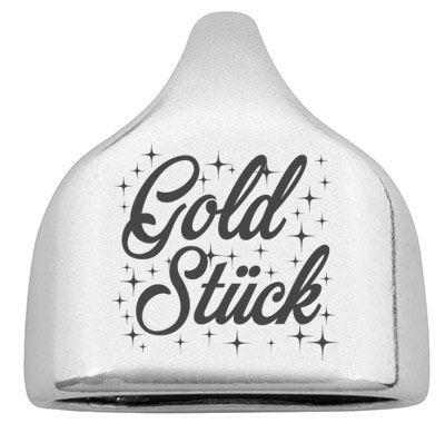 End cap with engraving "Goldstück", 22.5 x 23 mm, silver-plated, suitable for 10 mm sail rope 