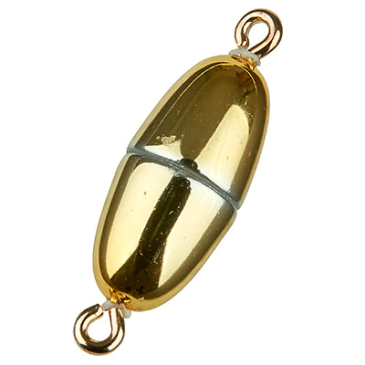 Magic Power magnetic clasp olive 17 x 8 mm, with eyelets, shiny gold colour 