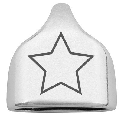 End cap with engraving "Star", 22.5 x 23 mm, silver-plated, suitable for 10 mm sail rope 