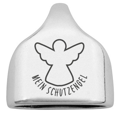 End cap with engraving "My guardian angel", 22.5 x 23 mm, silver-plated, suitable for 10 mm sail rope 