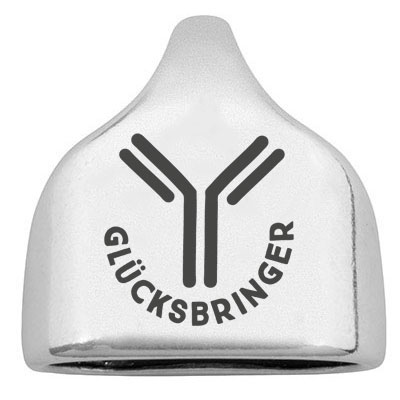 End cap with engraving "Lucky charm" with antibody, 22.5 x 23 mm, silver-plated, suitable for 10 mm sail rope 