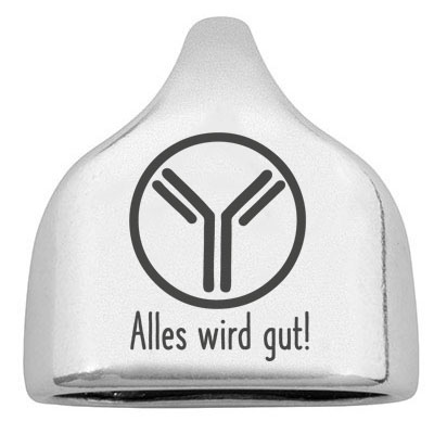 End cap with engraving "All will be well" with antibody, 22.5 x 23 mm, silver-plated, suitable for 10 mm sail rope 