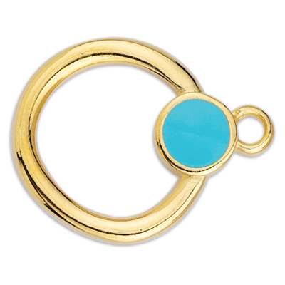 Toggle clasp only eyelet, enamelled, 19 x 24 mm, gold-plated 