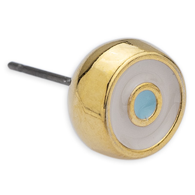 Earring eye motif enamelled, with titanium pin, gold-plated Deco 