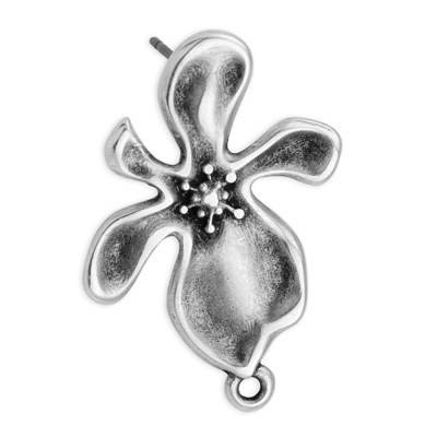 Earring flower, with eyelet, with titanium pin, silver plated 