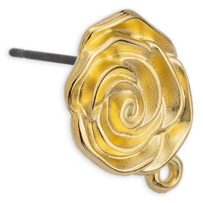Earring rose with eyelet, with titanium pin, gold plated 