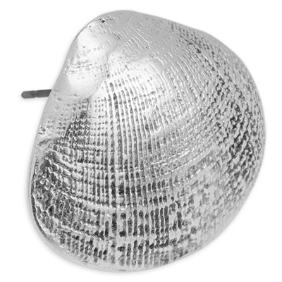 Oorbel schelp, met titanium pin, verzilverd 