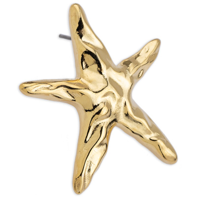 Earring starfish, with titanium pin, gold plated 