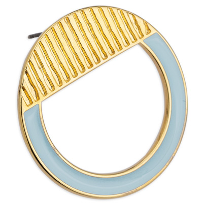 Ohrring Kreis mit Streifen und emailliertem Unterteil, vergoldet 