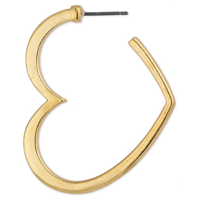 Earring heart, with titanium pin, gold plated 